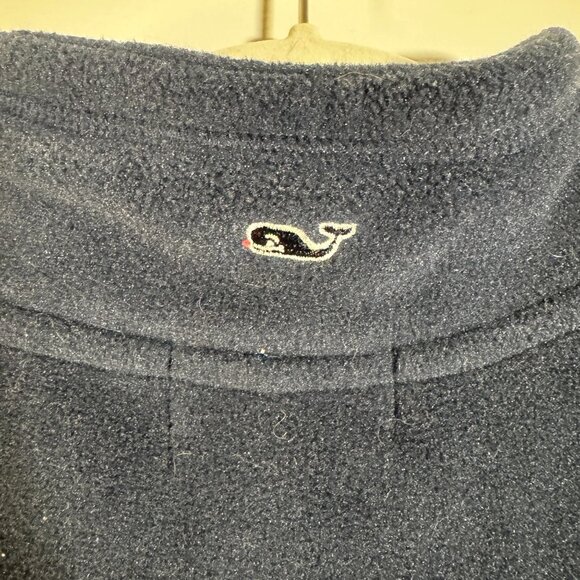 Vineyard Vines Navy Blue Full Zip Fleece Vest SZ Large Whale Logo Warm Casual - Picture 6 of 11